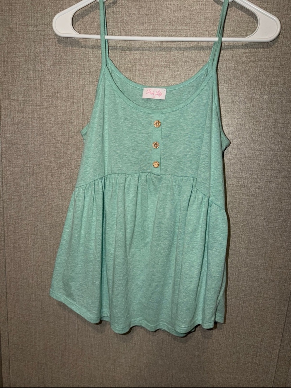 Pink Lily Mint Sleeveless Babydoll Cami with Button Detail